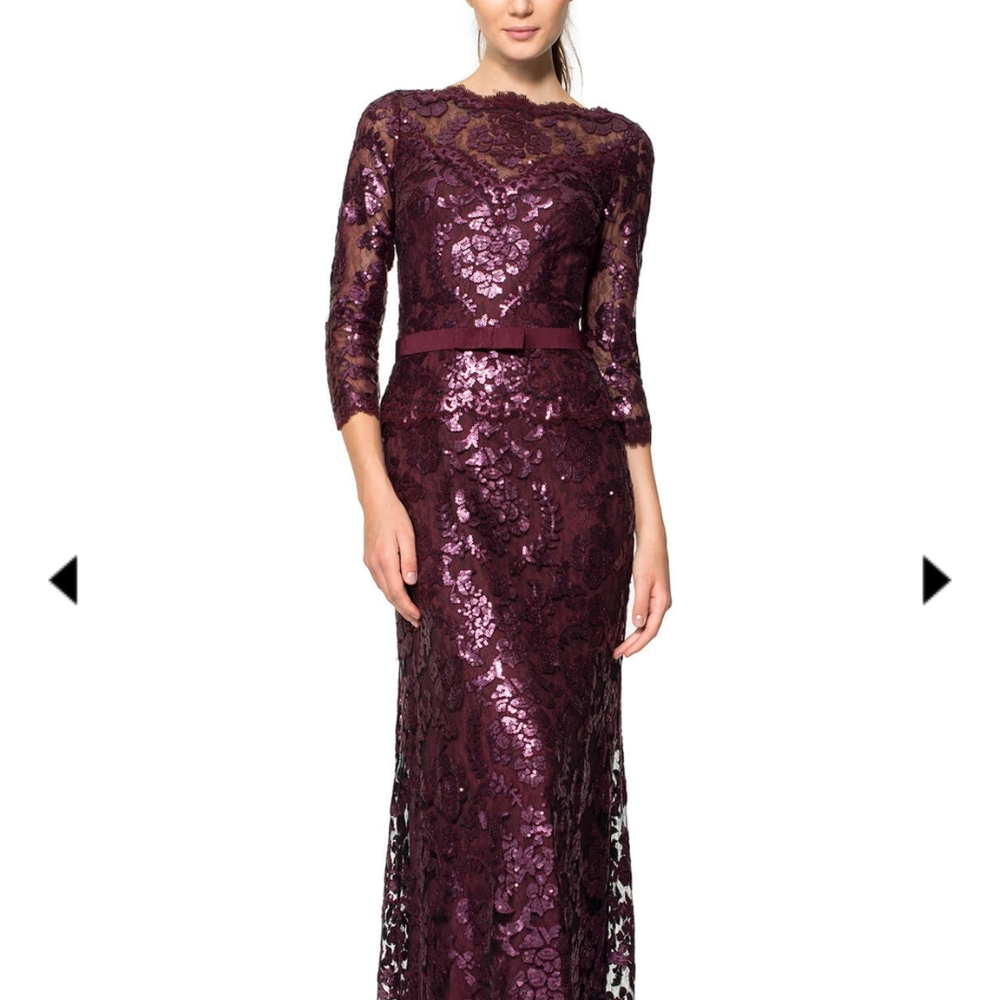 Tadashi Shoji Plum Long Sleeve Lace Dress